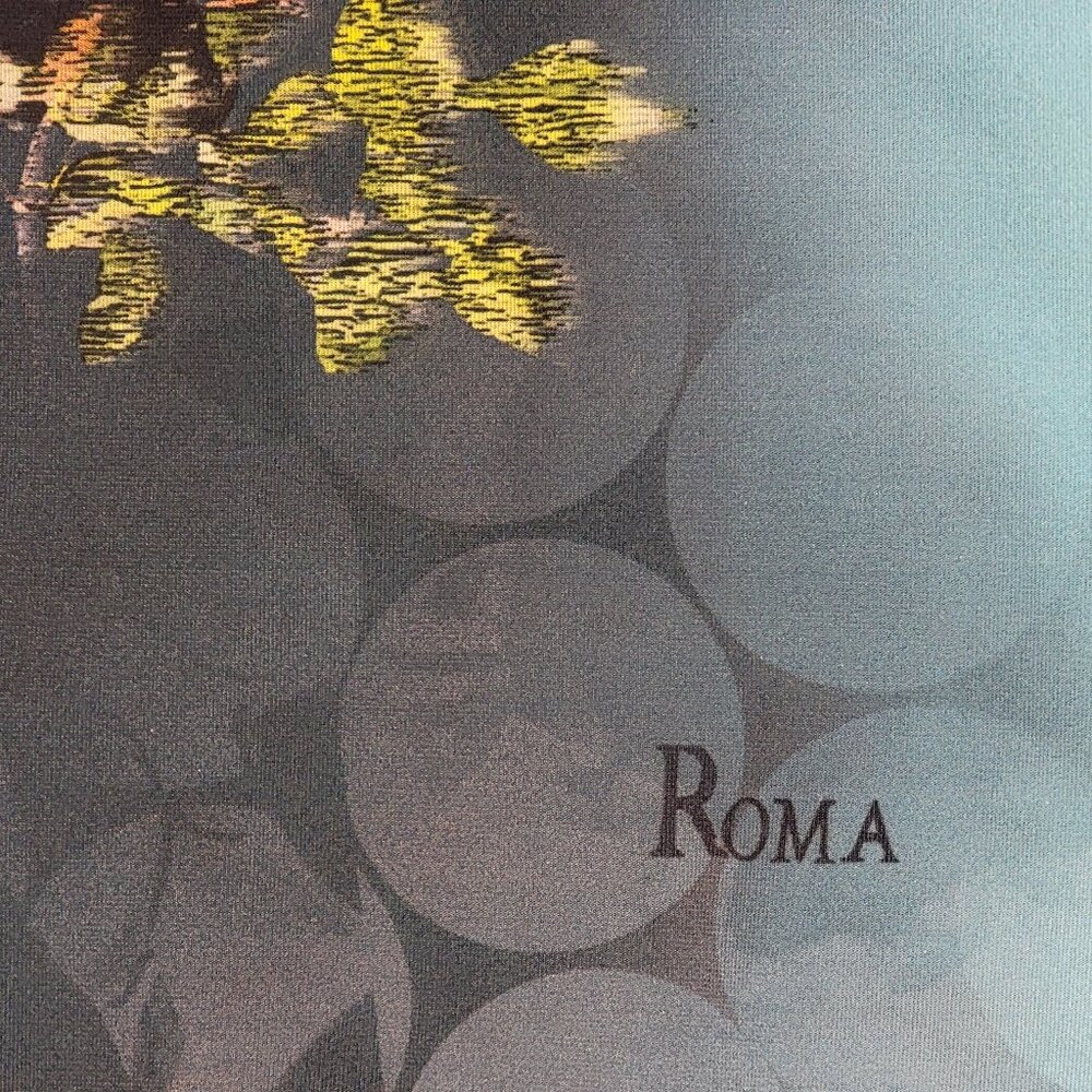 Save the Queen Teal Print 3/4 Sleeve Scoop Neck Dress - M - Picture 8 of 13